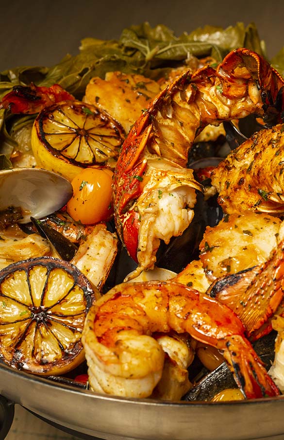 Roasted Seafood Platter served at Del Mar Mediterranean restaurant.