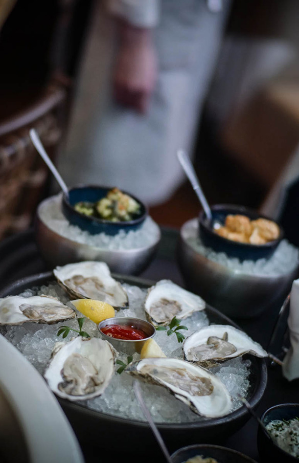 Shucked Oyster service at Del Mar Mediterranean in Naples, Florida