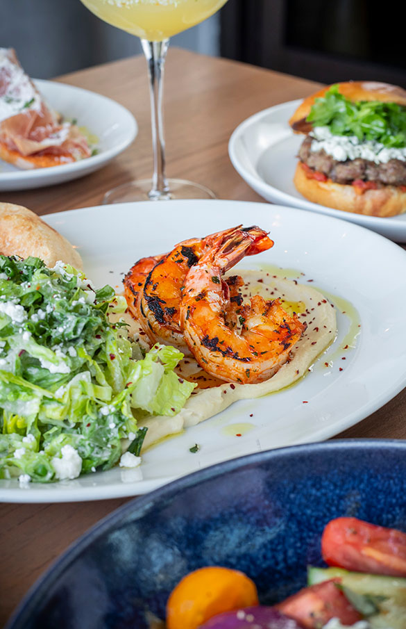 A closeup of a brunch spread at Del Mar Columbus.