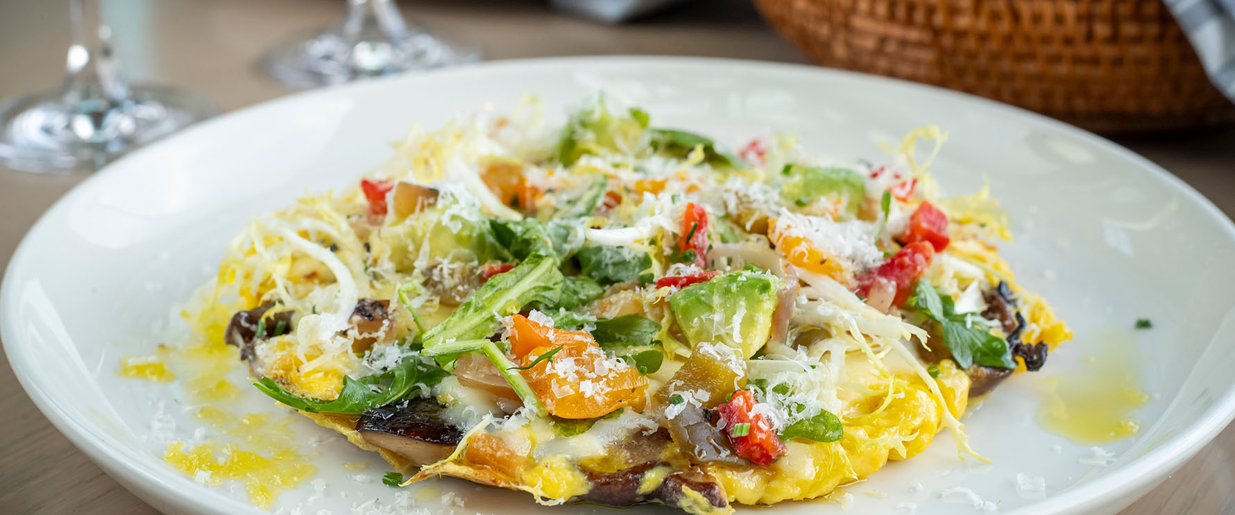 Close up of the mushroom frittata from Del Mar Mediterranean.